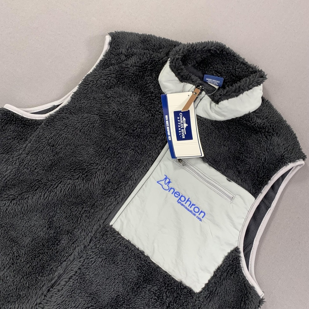Men XL Vest Black Sherpa Fleece Full Zip Charles River Apparel Newport Wind Vest
